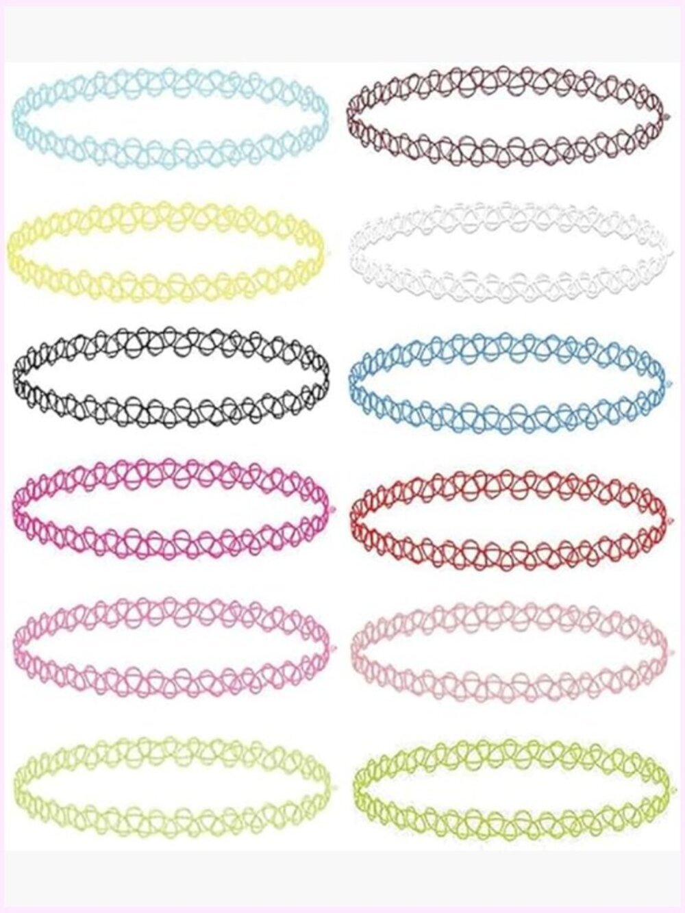 12PC Tattoo Choker Necklace Set - 90s 2000s Y2K Stretchy Elastic Chokers
